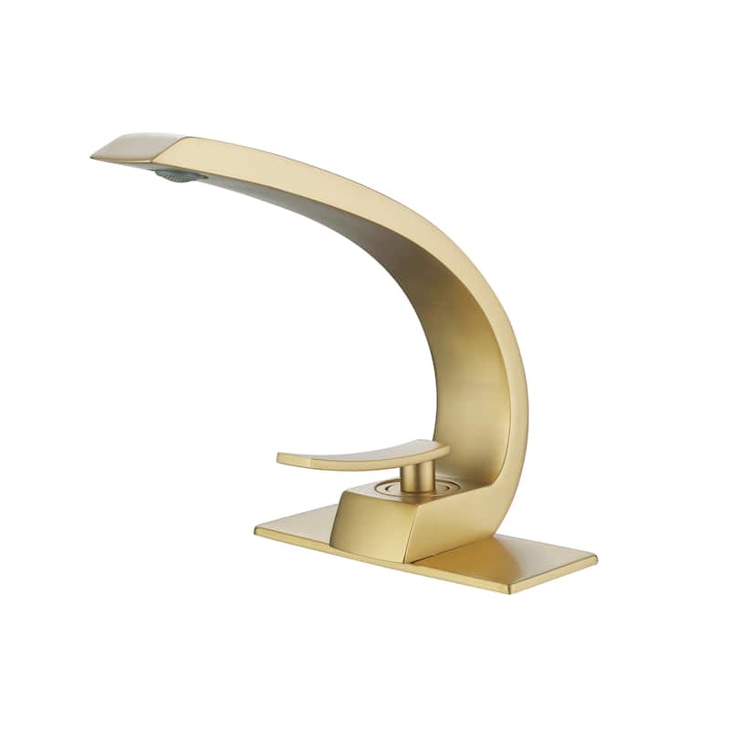 7.7"H Solid Brass Single-Handle Bathroom Sink Faucet with Drain Assembly (Deck plate included)