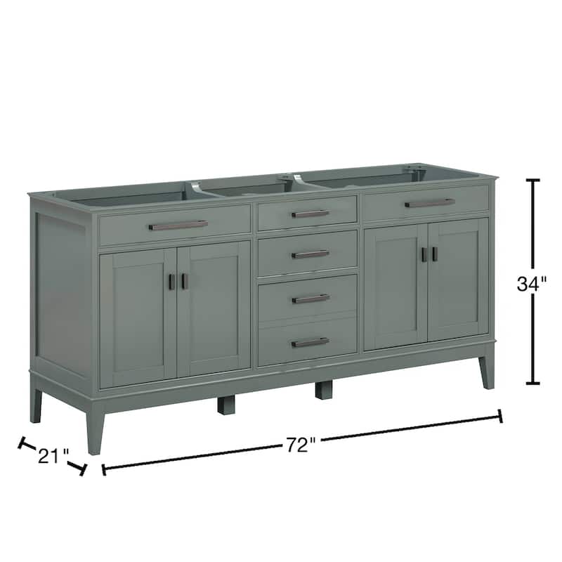 Madison 72 in. Double Bathroom Vanity Cabinet - 72"W x 21"D