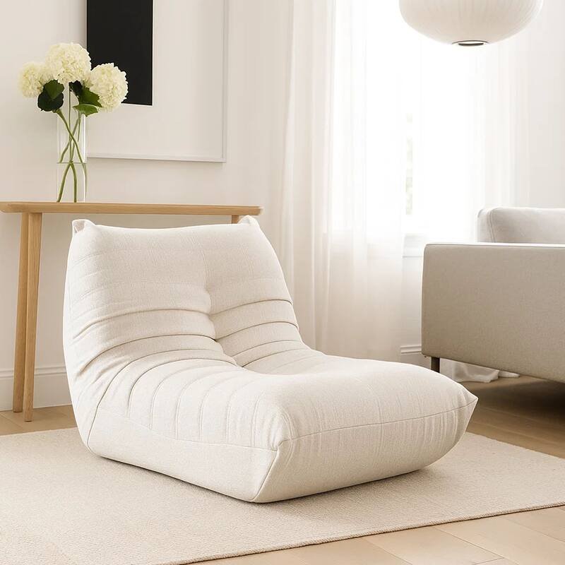 Ezee Armless Chair, Low Profile Floor Seating, Pleated Polyester, 42 Inch