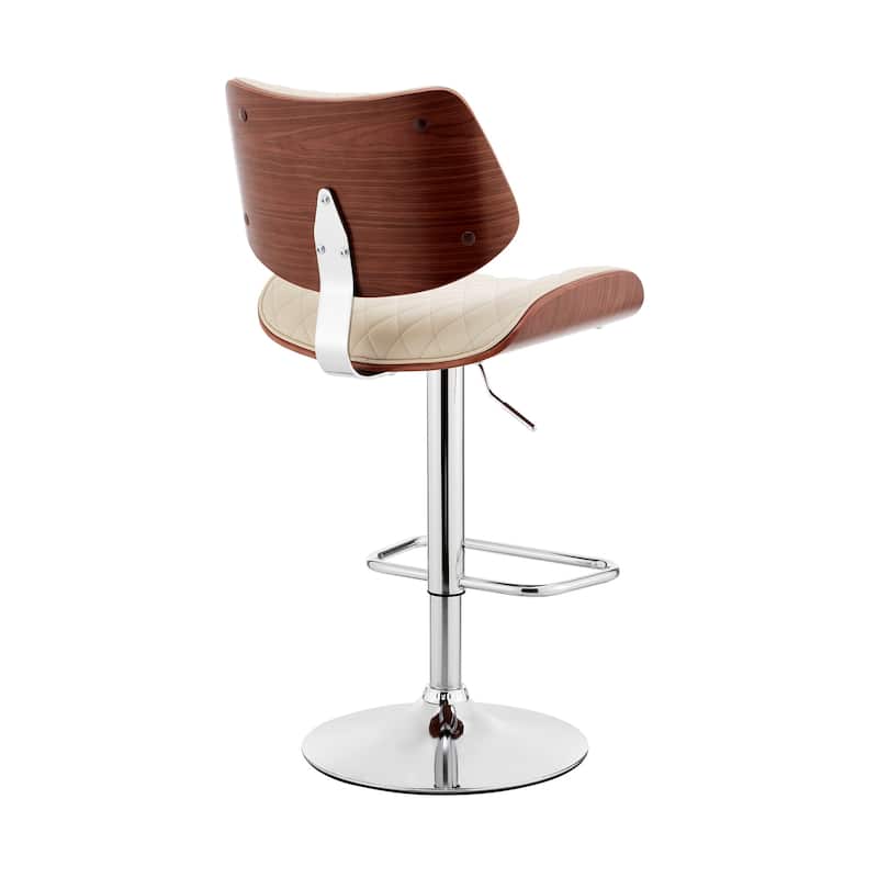 HomeRoots 45" Cream Faux Leather And Iron Swivel Adjustable Height Bar Chair - 19 x 45 x 20