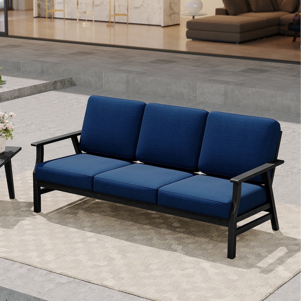 Casual Wood Cushioned 5-Piece Outdoor Patio Conversation Set