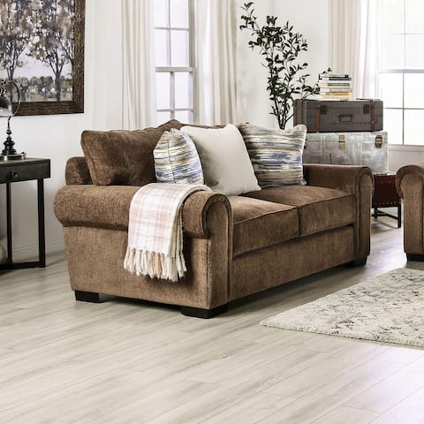 Furniture of America Bilson Traditional Upholstered Chenille Loveseat
