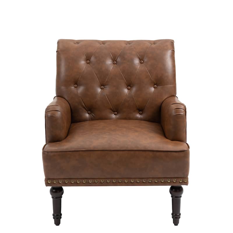 PU Leather Living Room Accent Chair with Tufted Back