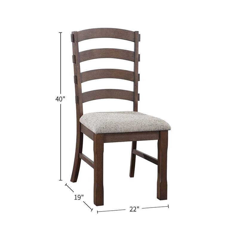 Set of 2 Side Chairs with Padded Seat, Gray and Rustic Brown