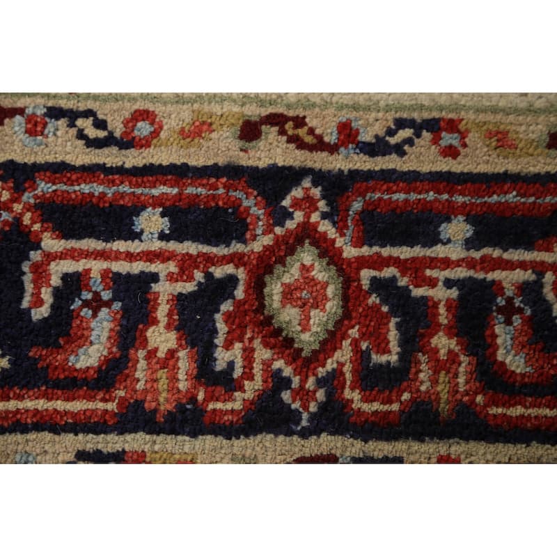 Geometric Heriz Serapi Oriental Rug Orange Handmade Wool Carpet - 4'0"x 5'10"