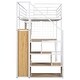 preview thumbnail 31 of 30, Full Size Metal Loft Bed with Desk, LED-Lit Shelves, Built-in Wardrobe, and Storage Stairs, Workstation Combo for Kids or Teens