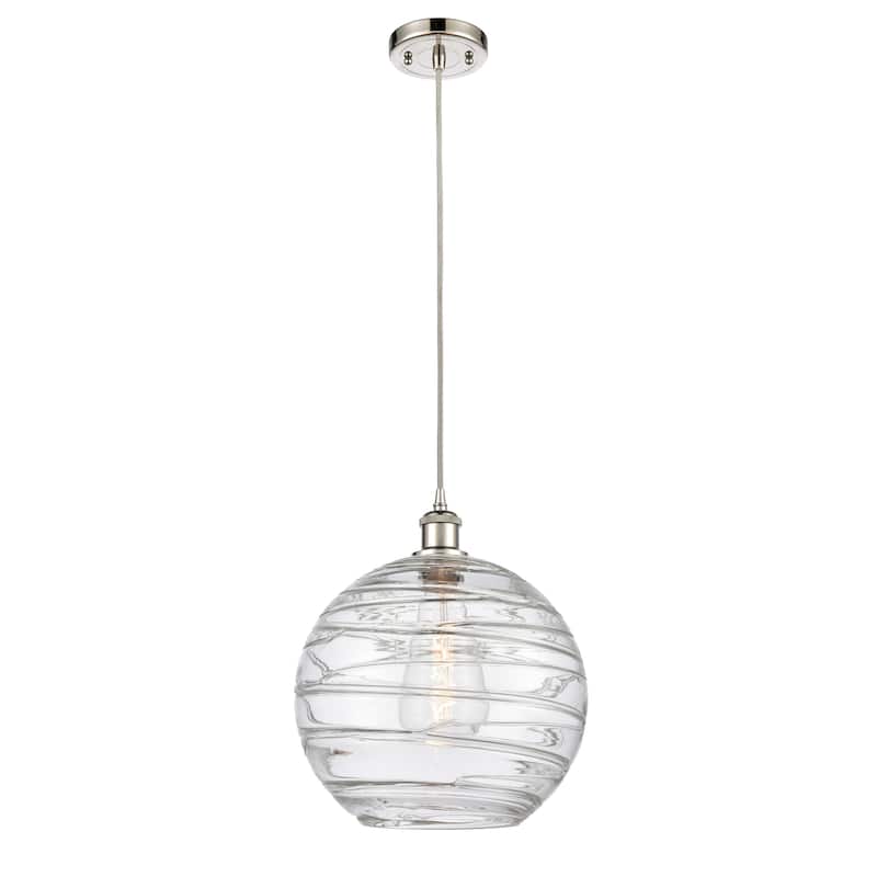Innovations Lighting Ballston Athens Deco Swirl - 1 Light 12" Cord Hung Mini Pendant - Polished Nickel