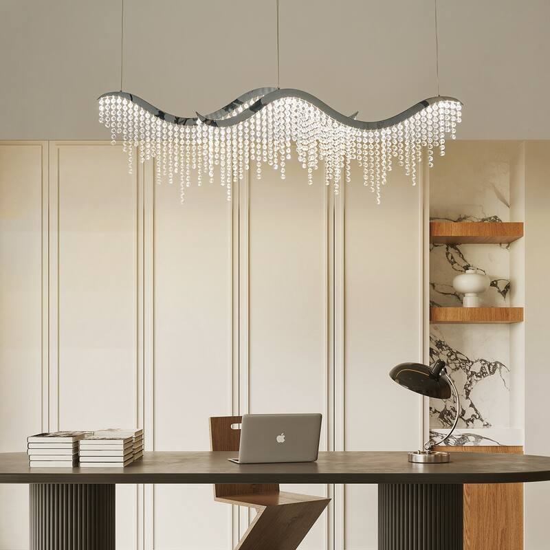 Dangling Wave Crystal Chandeliers for Living Room,Dinging Room