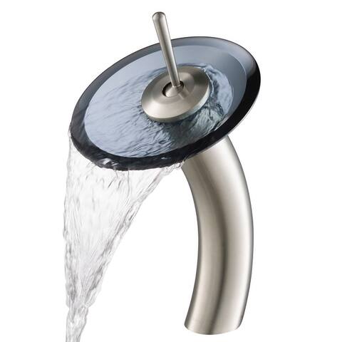 KRAUS Waterfall Vessel Bathroom Faucet Satin Nickel