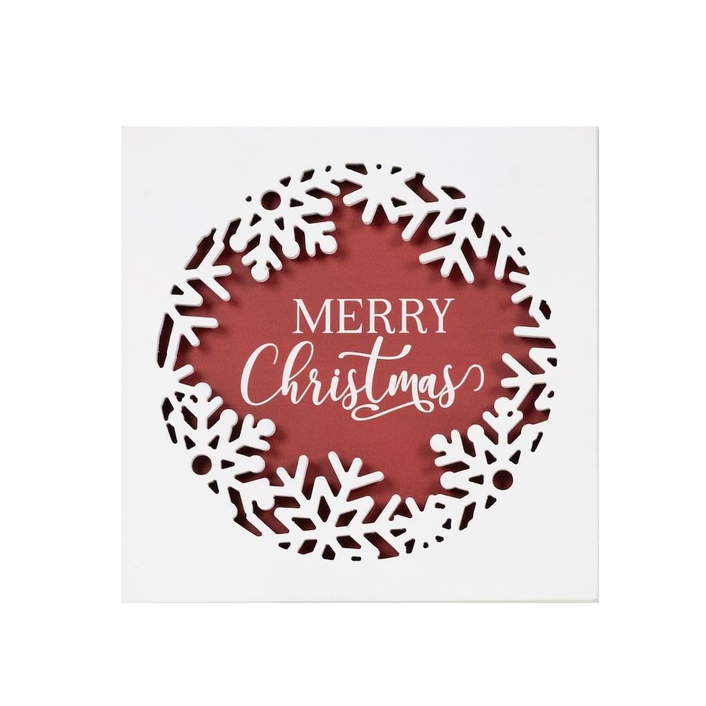 Merry Christmas Plaque 12"SQ - 12 x 1 x 12
