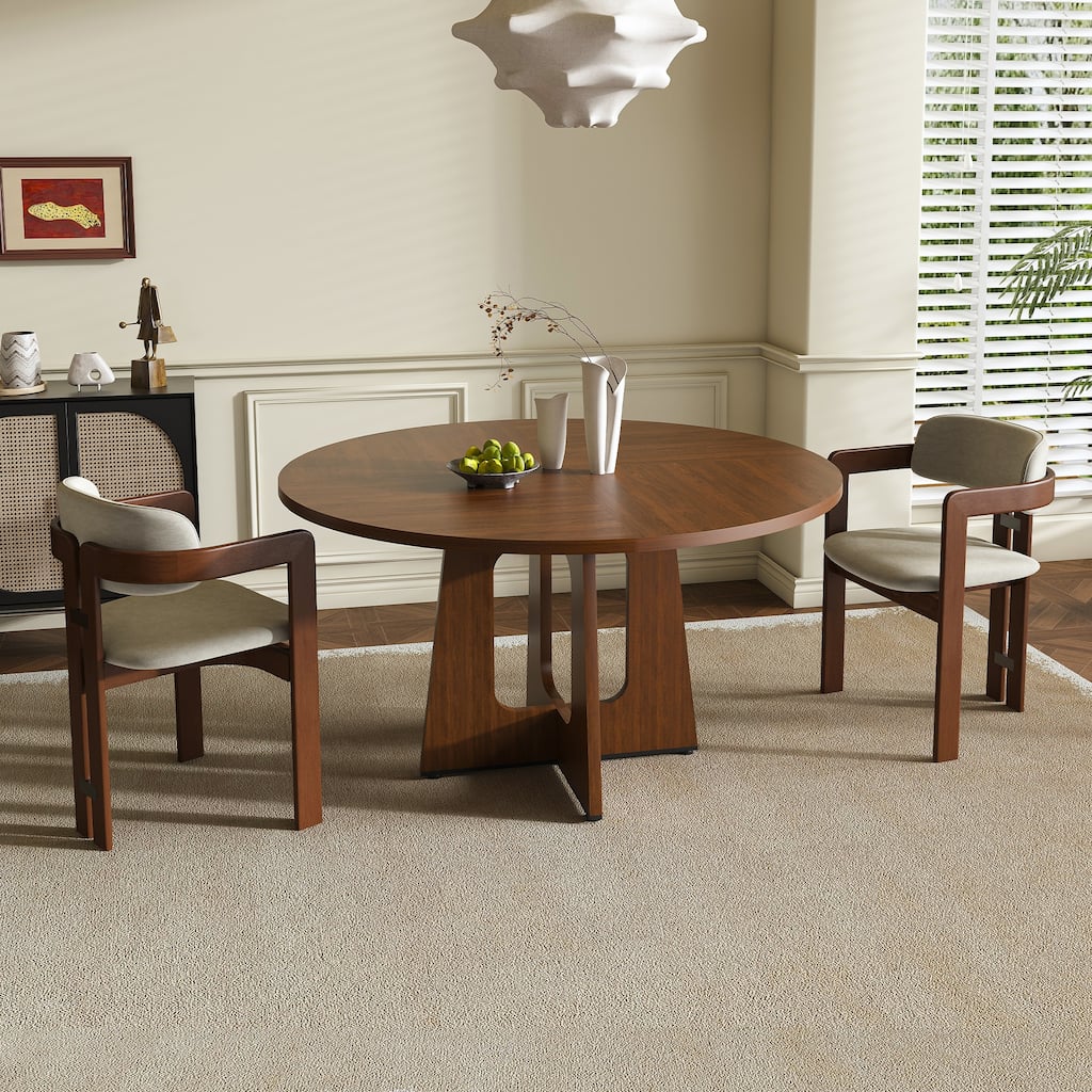 Roomfitters 47 Inch Round Dining Table, Modern Farmhouse Kitchen Circle Desk, Wood Grain Top