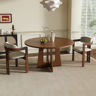 Round Dining Table for 4 - 47 Inch Farmhouse Kitchen Table,MDF Circle Table with Wood Grain Finish,Easy Assembly for Dining Room