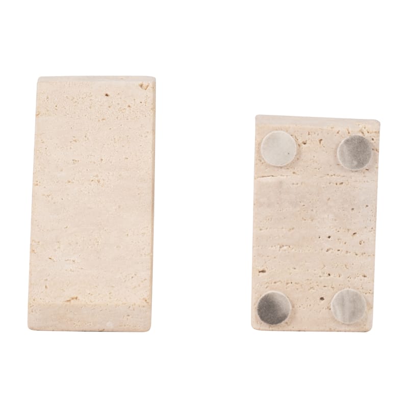 Modern Travertine Triangular Bookends - Decorative Book Ends - 5", Tan - 5.0"