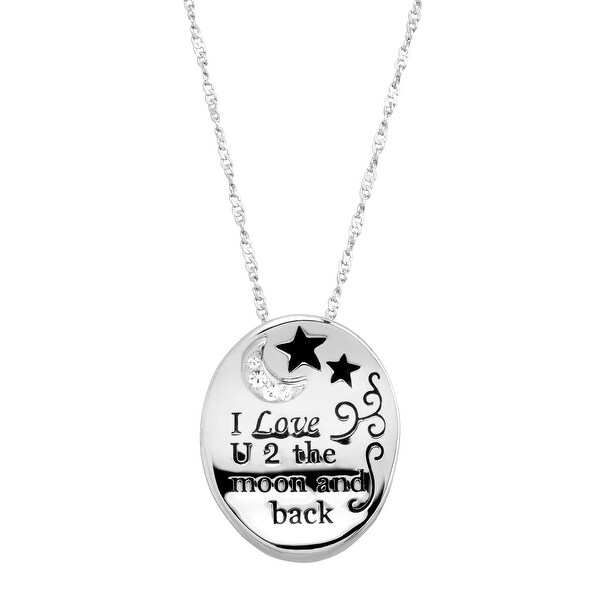 Shop Crystaluxe 'I Love U 2 the Moon & Back' Concave Pendant with Swarovski Crystals in Rhodium ...