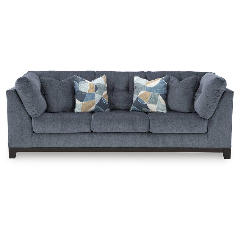 Signature Design by Ashley Maxon Place Dark Blue 3-Piece Sectional with Chaise - 140" W x 100" D x 37" H