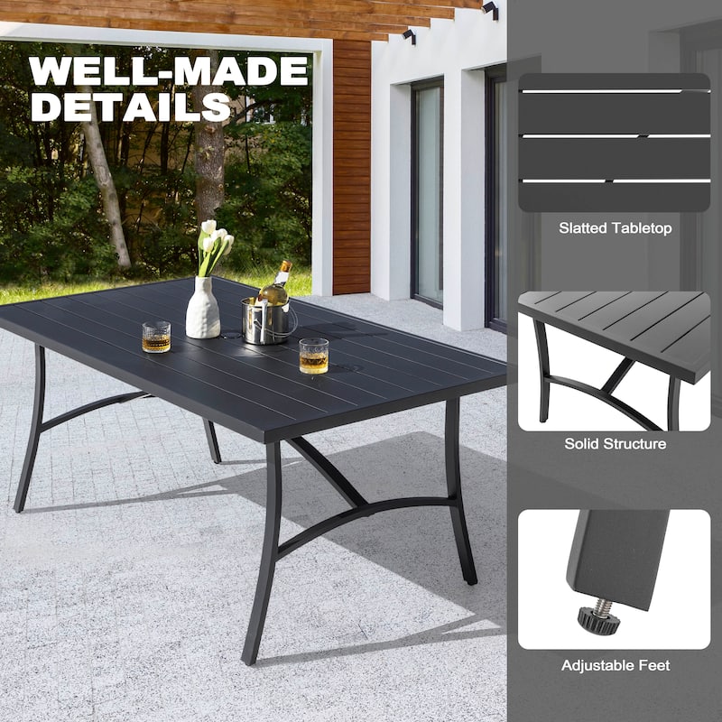 7-Piece Outdoor Dining Set with Textilene Stationary and Swivel Chairs