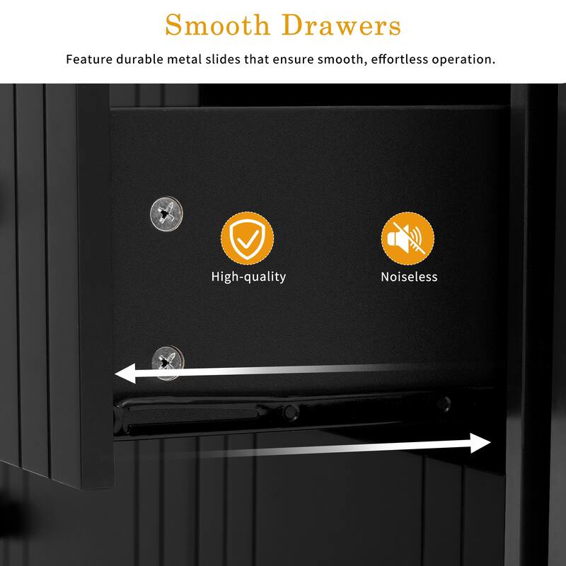 Wooden Sideboard with Extendable Table, Multifunctional Storage Cabinet with 2 Doors and 3 Drawers for Living Room