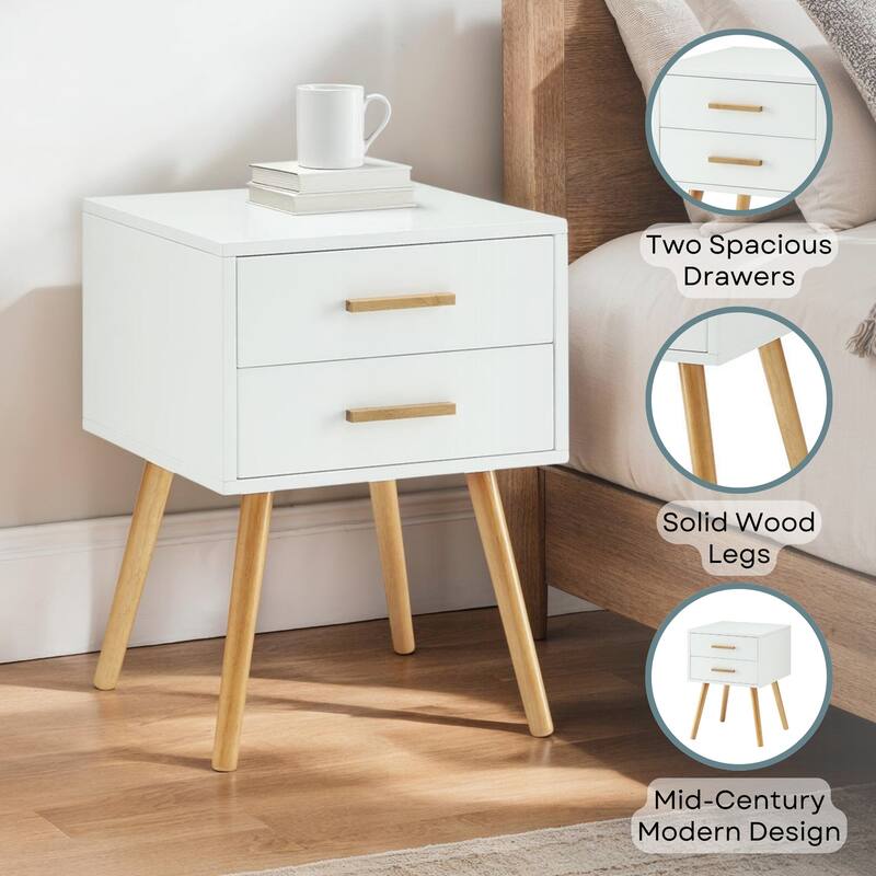 Medieval End Table 2 Drawer - Blue Accent Table, Living Room Side Table, Versatile Storage, Easy Assembly - 23.75