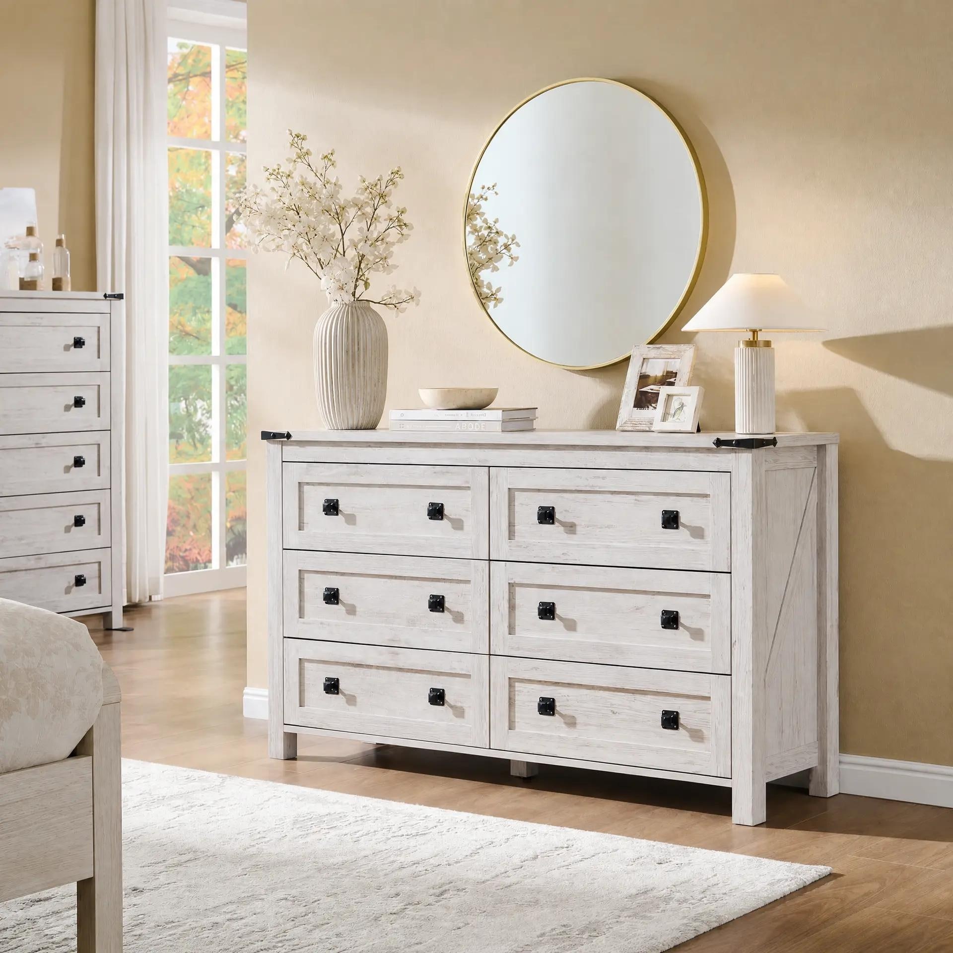 chest dresser white woodem Wood 3+3 Drawers Corona Snow and hallway porch cabinet Homfa White Dresser for Bedroom