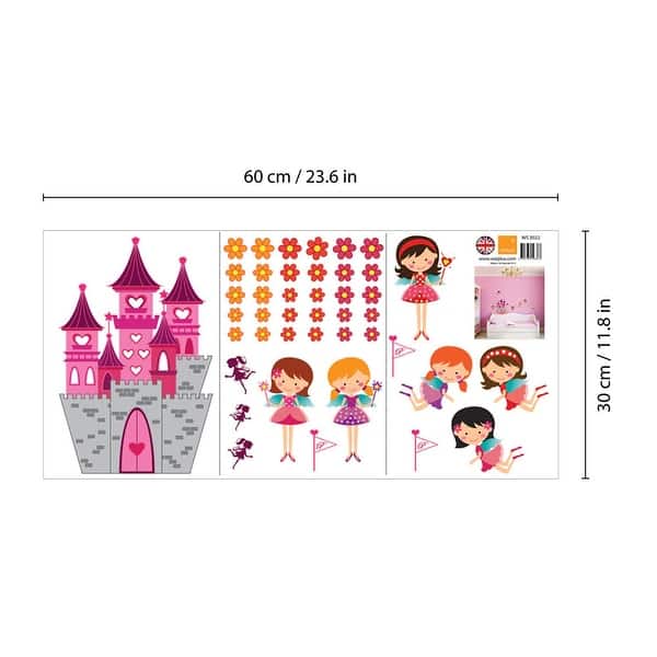 dimension image slide 0 of 2, Walplus Angel Castle Flower Wall Sticker Girl Room Nursery Decor Decal