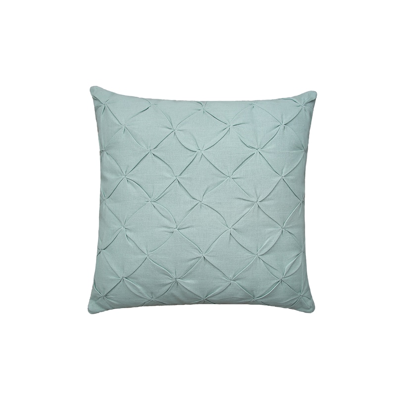 18" x 18" Diamond Tuck Seaglass Solid Woven Square Throw Pillow