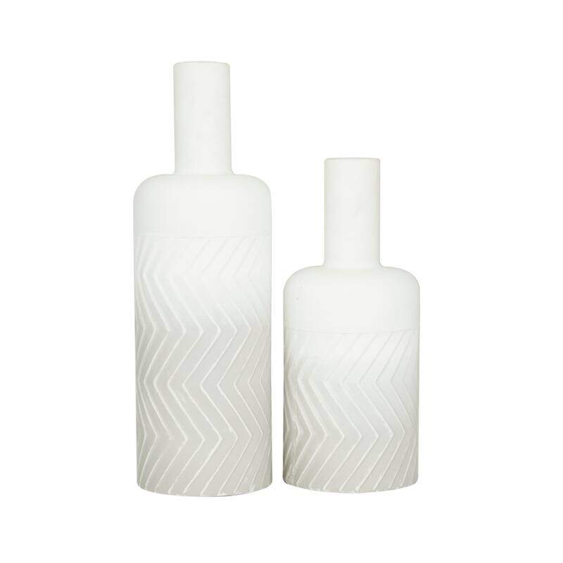 White Metal Decorative Vase (Set of 2)
