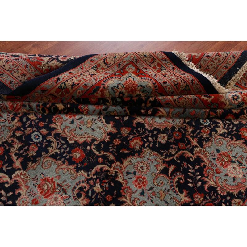 Hand Knotted Oriental 100% Wool Carpet Traditional All-Over Navy Blue & Blues Bidjar Area Rug - 12' 8'' X 9' 9''