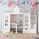 preview thumbnail 27 of 37, Modern Twin Over Twin Wood Loft Bed with Down Desk,Wooden Separable Bunk Bed Includes 2 Beds With Changeable Table White