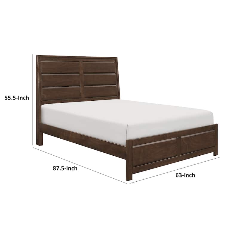 Rawn Queen Bed, Beveled Panel Headboard, Brown Okume Veneer, Solid Wood