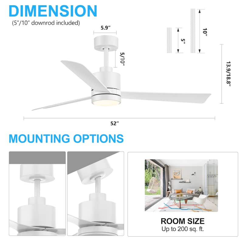 52 in. Integrated LED Indoor Ceiling Fan with Light and Remote Control Included