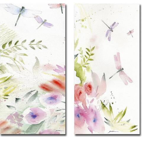 Flight of the Dragonfly I & II by Sheila Golden 2-pc Gallery Wrapped Canvas Giclee Set (24 in x 12 in Each Canvas in Set)