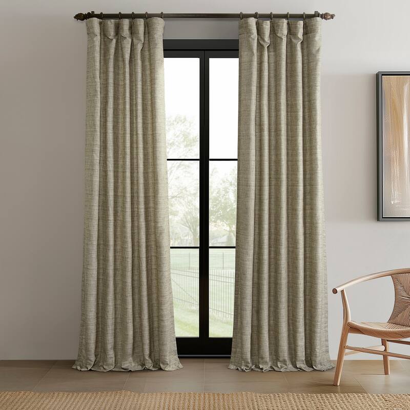 Exclusive Fabrics Raw Linen Weave Light Filtering Curtains for Bedroom & Living Room Curtains Pair - 2 Panel Drapes - 50 X 84 - Grey