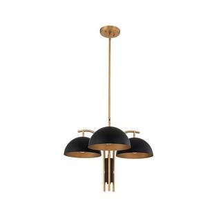 Marcel 3-Light Chandelier in Matte Black with New Brass