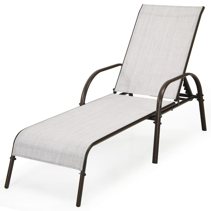 Costway Patio Lounge Chair Chaise Adjustable Reclining Armrest