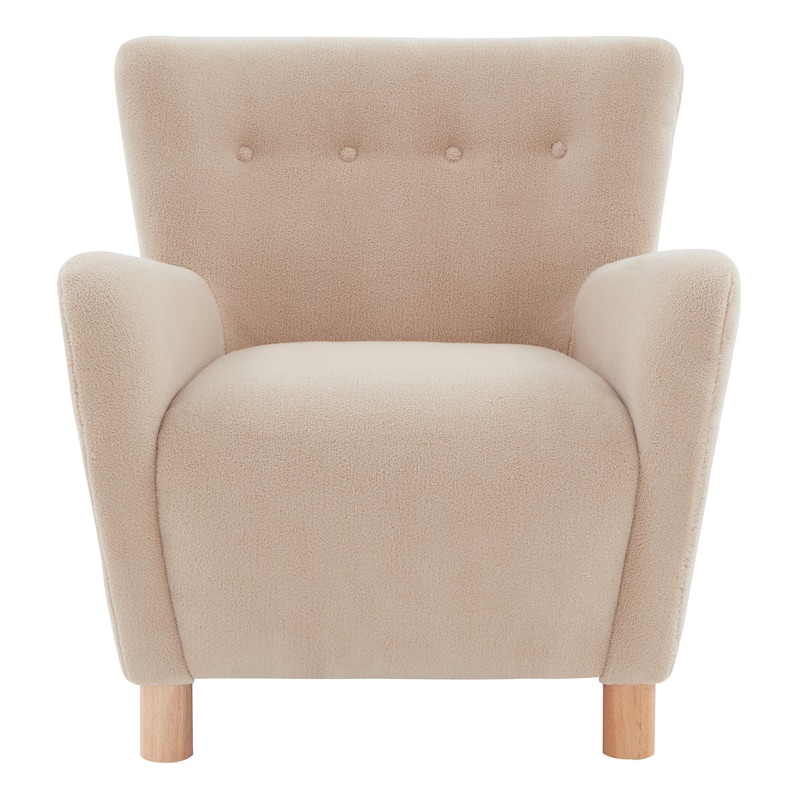 SAFAVIEH Couture Zornitza Faux Shearling Accent Chair - 31 In W x 27 In D x 33 In H - 31Wx27Dx33H - Tan