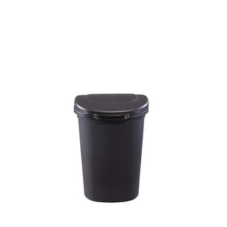 Touch Top Trash Can/Wastebasket with Lid, 13-Gallon, Small Black ...