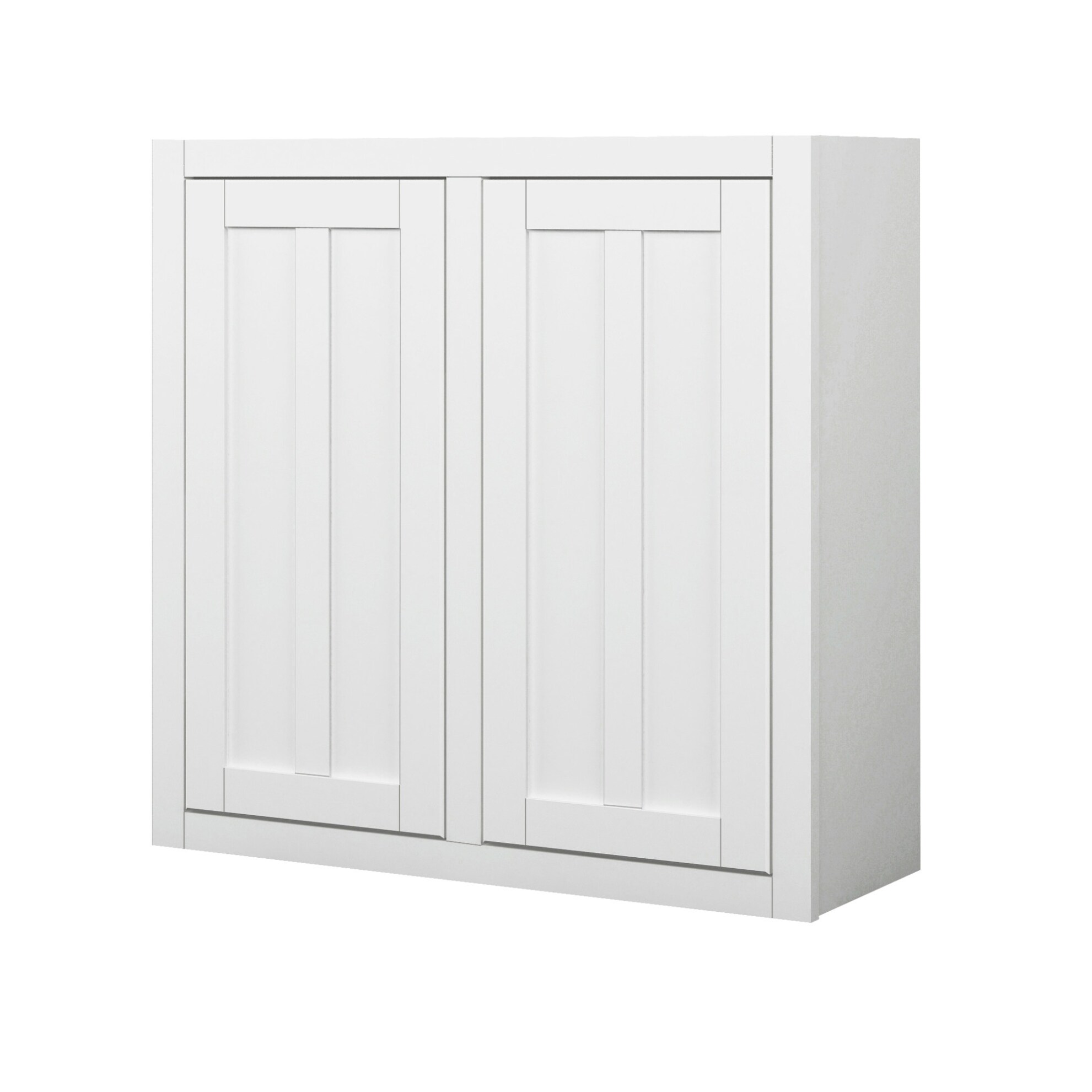 White Shaker 30 - 36 Bridge Wall Cabinets Glass Doors