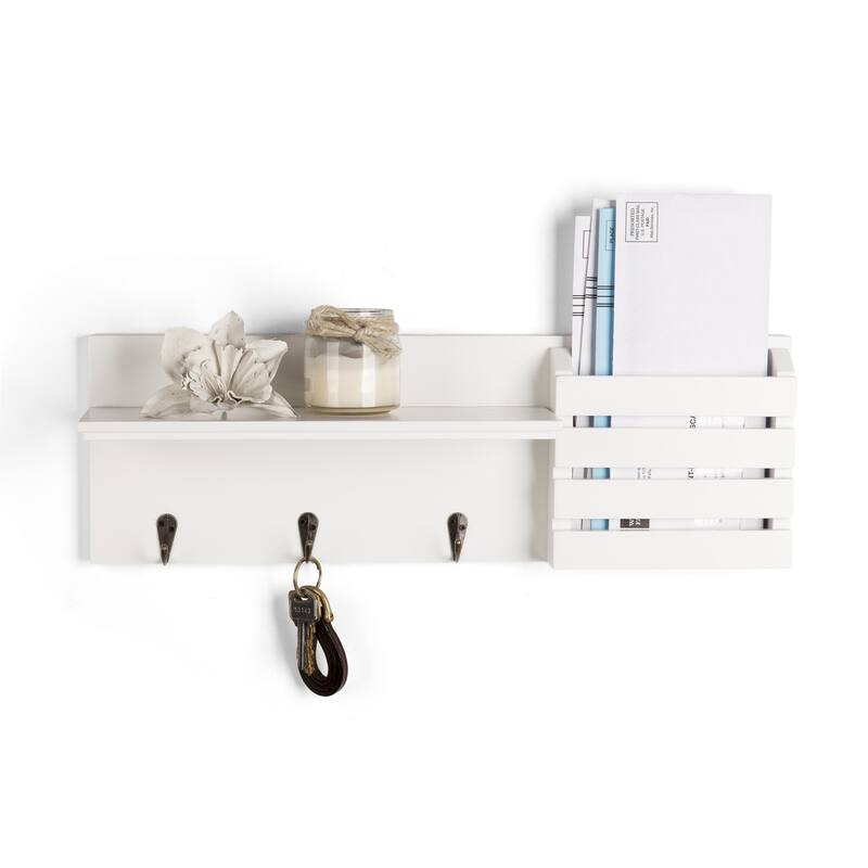 Danya B. Utility Entryway Shelf with Pocket and Hanging Hooks