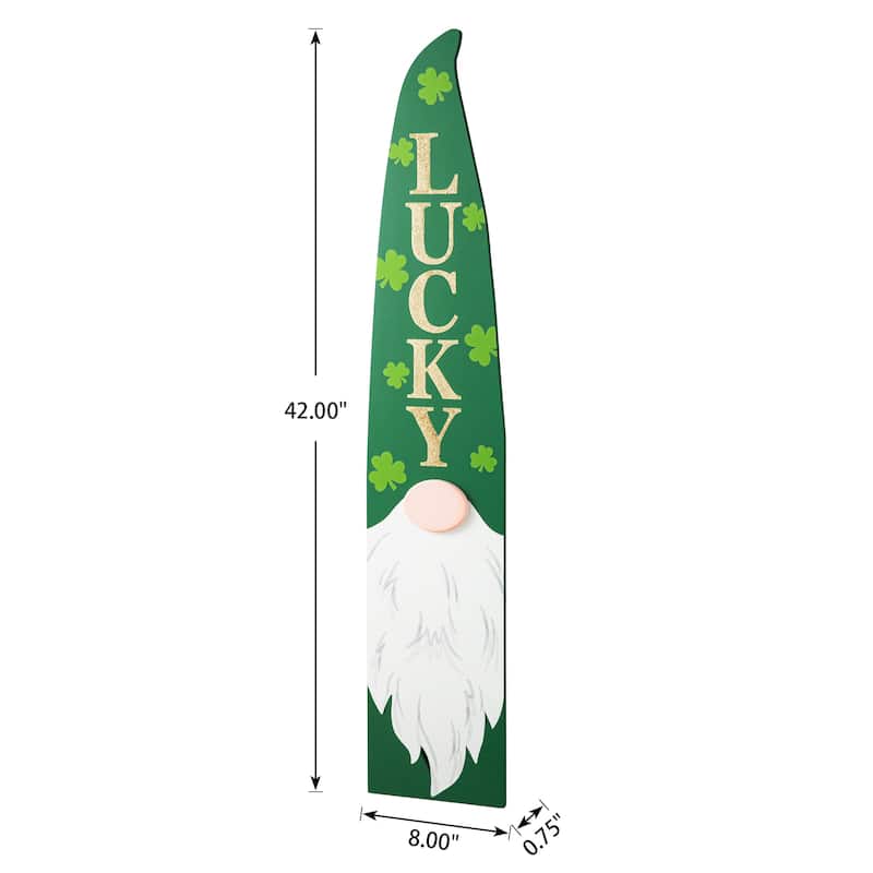 Glitzhome 42"H St. Patrick's Wooden Gonme Porch Decor