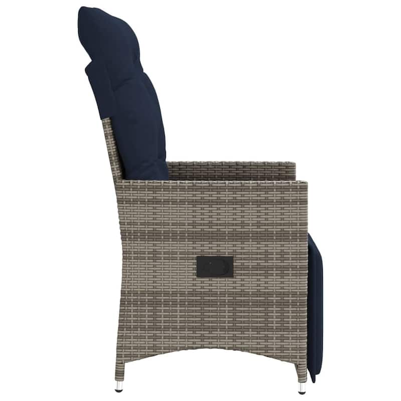 vidaXL Garden Sofa Set with Cushions Gray Poly Rattan - 22 x 23.2 x 36.2