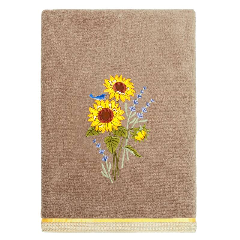 Authentic Hotel and Spa 100% Turkish Cotton Girasol 4PC Embellished Towel Set