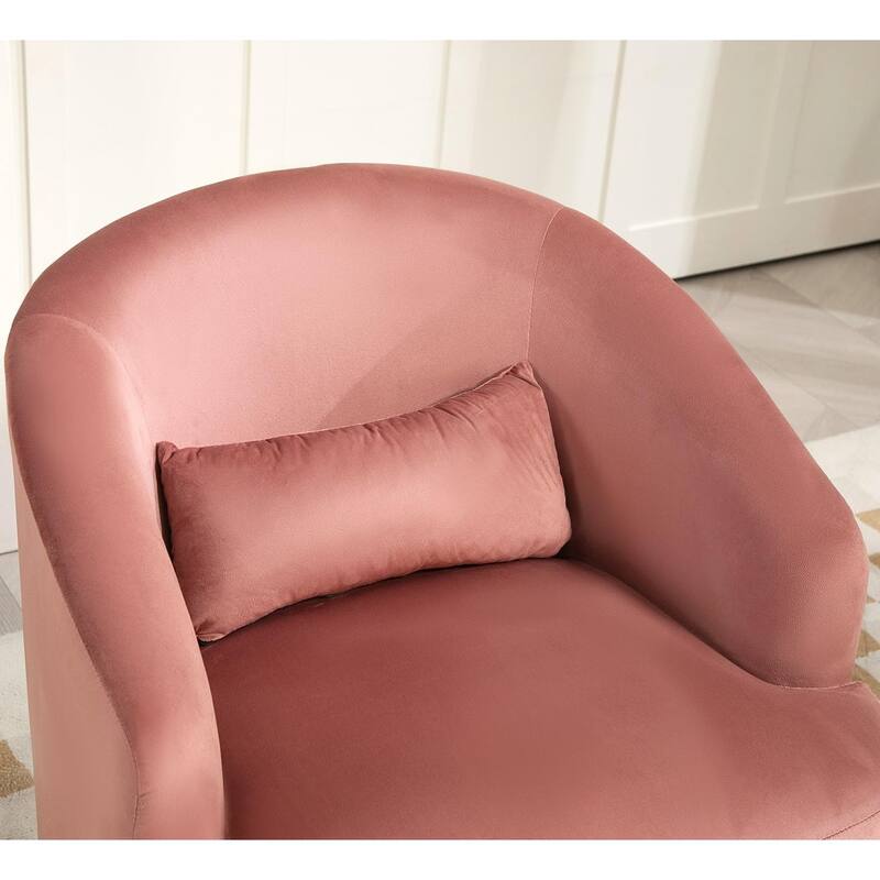 Accent Chair with Barrel-shaped Design and 360 Degree Swivel Feature