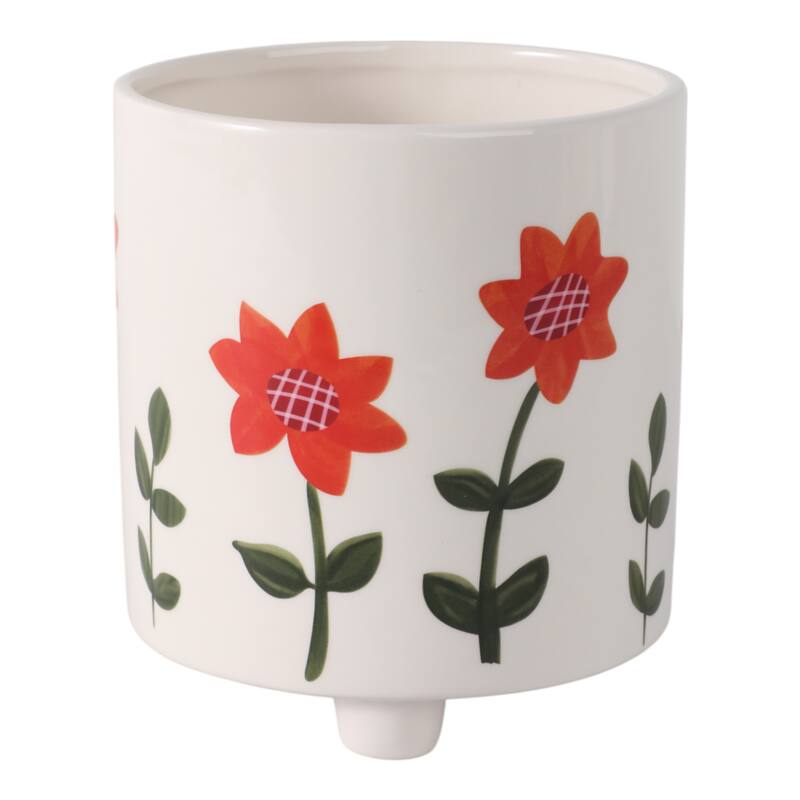 Planter Outdoor Stylish Cute Hand Painted Flower Design