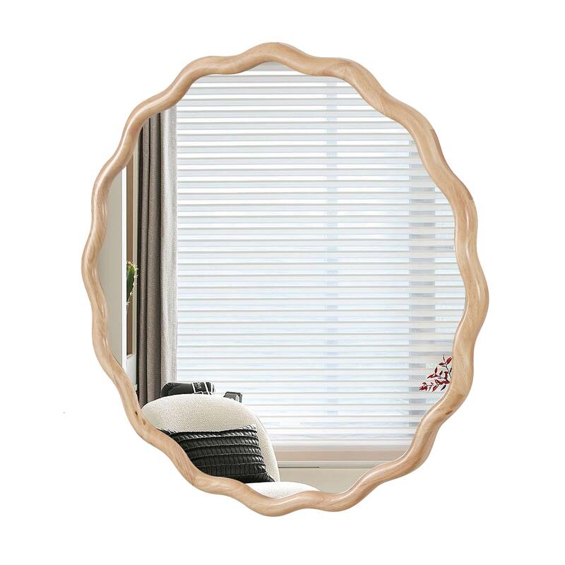 Modern 36"x36" Wavy Frame Solid Wood Wall Mirror - HD Reflection for Home Décor in Any Room