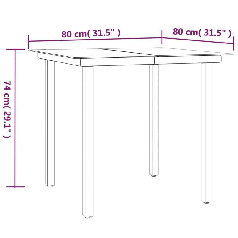 vidaXL Patio Dining Set Outdoor Dining Table and Chair Poly Rattan and Steel