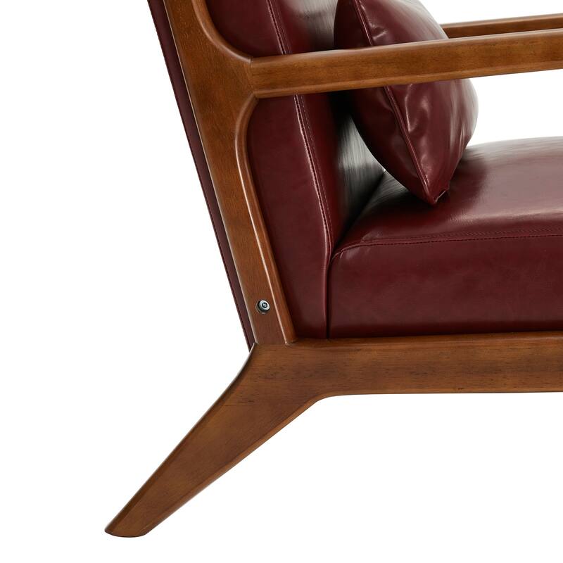 Glitzhome Set of 2 30.75"H Mid-Century Modern PU Leather Accent Chairs with Cushion - 25.75"W x 33.75"D x 30.75"H