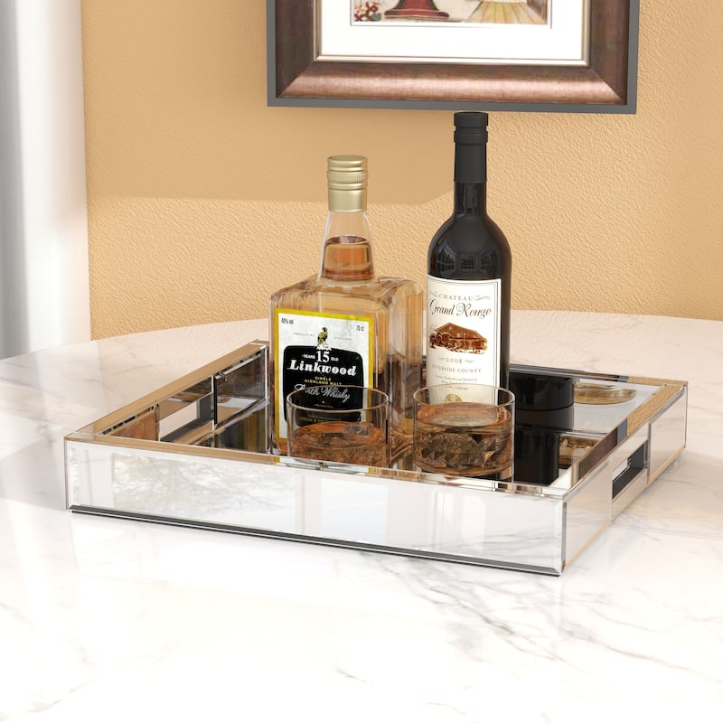 Mirror Glam Tray Decorative Tray - Silver
