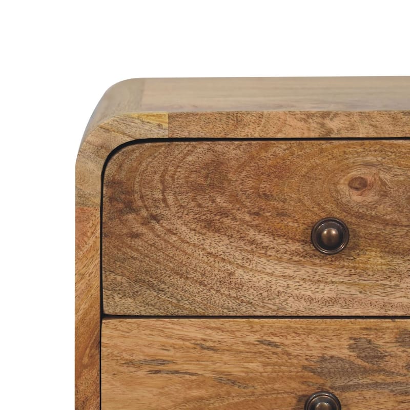 Artisan Furniture Solid Wood Mini Oak-ish Curved Nightstand