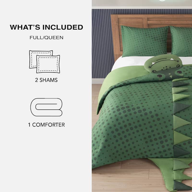 3D Animal Juvenile Comforter Set - Full - Queen - Green