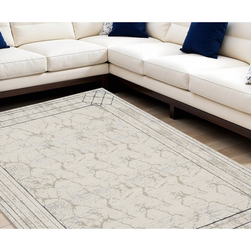 Juhef Power Loomed Geometric Modern Non Skid Stain Resistant Area Rug By HomeRoots - 118' X '94' X '0.39 - 118' X '94' X '0.39 - Black - Rectangle